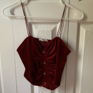 Maroon velvet crop top